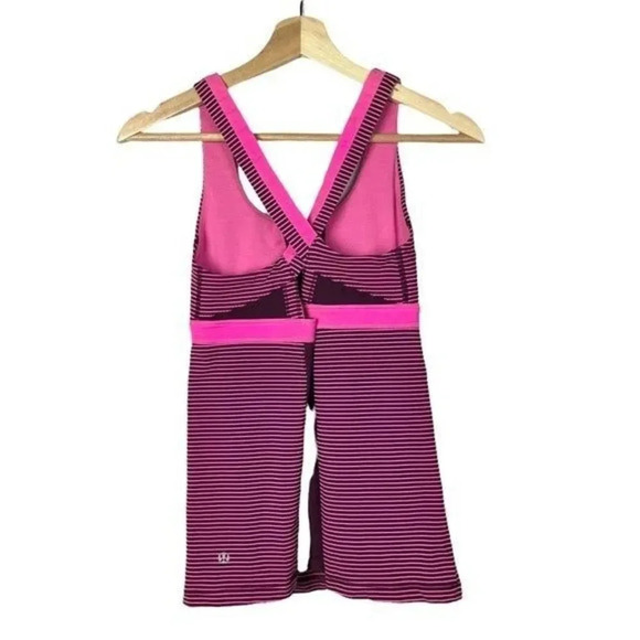 Lululemon Stuff Your Bra Pink & Purple Stripe Athletic Tank Top 4 - Picture 4 of 6